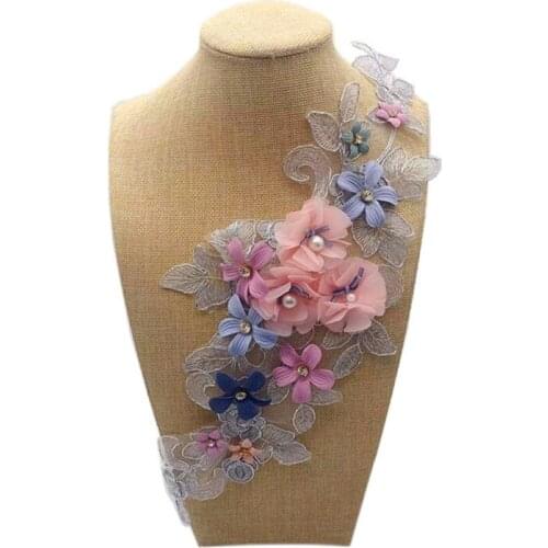 1pc 3D Flower patch Applique Embroidery Patches Lace Fabric