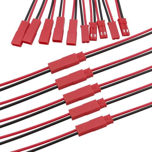 10 Pairs Length 100mm JST 2 Pin 2P Plug Male Female Socket Wire Cable Connector for LED Strip RC BEC Battery DIY FPV Drone