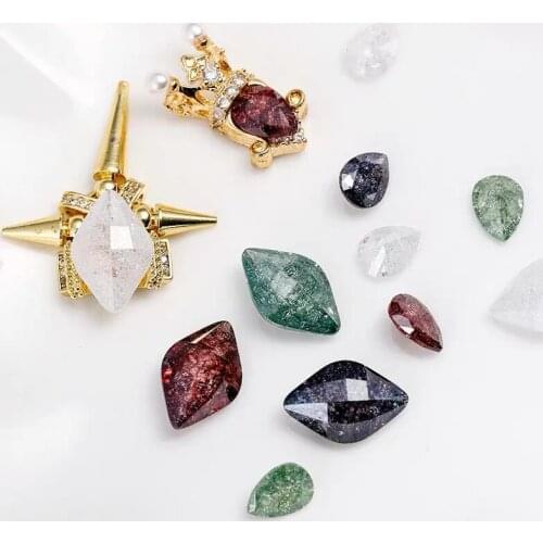 10pcs/lot Ice flower luxury metal Nail art jewelry Crown Nail Rhinestone Pearl nails parts decorations Manicure Nail Accessories