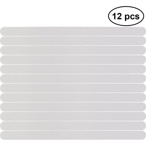 12pcs Anti Slip Bath Grip Stickers Non Slip Shower Strips Flooring Safety Tape Mat Pad 38x2cm(White)