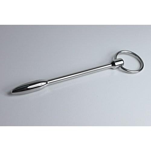12CM Long Male Stainless Steel Urethral Sounding Stretching Stimulate Bead Dilator Penis Plug With Cock Ring BDSM Sex Toy 627
