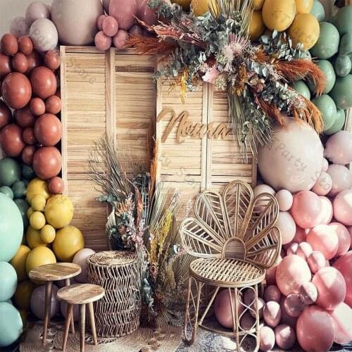 164pcs Matte Coral Ginger Balloon Garland Doubled Apricot Dusty Pink Green Baby Shower Gender Reveal Birthday Party Supplies