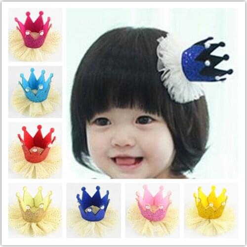 30pcs/lot 10 Color U Pick 3.35 Inch Gold Glitter Princess Felt Crown With Hair Clips Girls Party Hat Photo Prop FC114