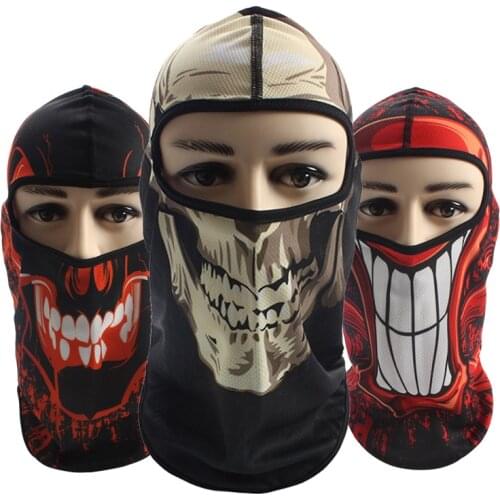 3D Skull Print Summer Comfortable Helmet Cap Windproof Sunscreen Balaclava MTB Scarf Head Cycling Balaclava Outdoor Sport Hat