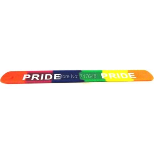 500pcs GAY rainbow PRIDE Snap Slap wristband silicone bracelets free shipping by FEDEX A