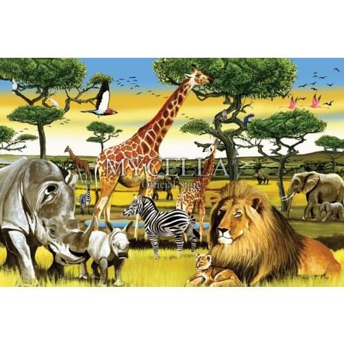 Animals 5D Diy Diamond Painting Full Diamond Embroidery African Plains Rhinoceros lion elephant Cross Stitch Mosaic Home Decor