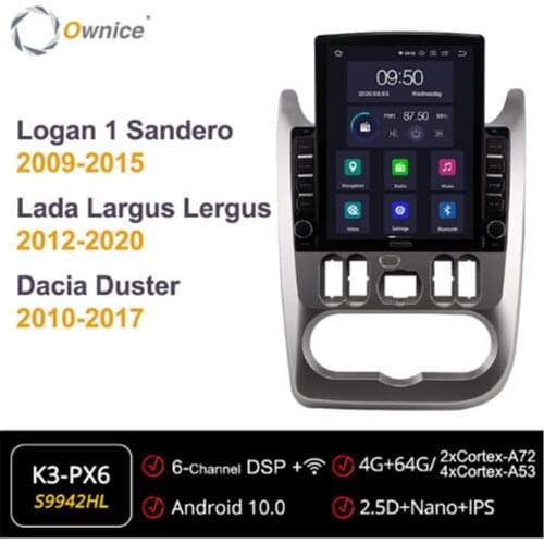 Ownice Octa 8 Core Android 10.0 Car Radio for Renault Logan 1 Sandero 2009-2015 GPS Multimedia Stereo PlayerTesla Style 4G LTE