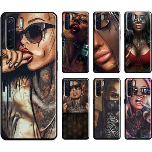 Sexy Sleeve Tattoo Girl Cover For OPPO A91 A72 A52 A15 A83 Reno 4 Pro 2 Z A3S A5S A1K F7 A9 A5 A31 A53 2020 Case