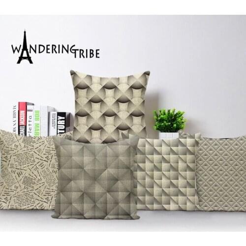 Geometric Cushion Cases Stripe Lattice Home Decorative Pillow Case Linen Cushions Cover Simple Bed Decor Pillow Covers Almofadas