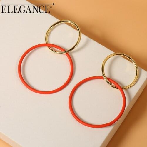 Elegance11 Geometric Metal Circle Earrings Ring Hollow Jewelry Color Double Circle Minimalist Earrings Exquisite Gift for Party