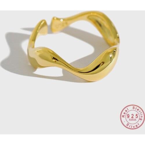 HI MAN 925 Sterling Silver French Fashion Irregular Wave Ring Women Simple Personality Anniversary Gift Jewelry