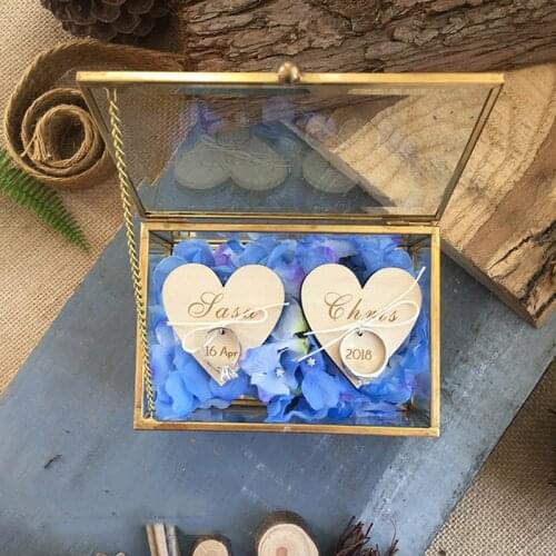 Personalized Geometric Jewelry Box Ring Bearer Pillow, Rustic Wedding Ring Holder Box Proposal Engagement Gift Wedding Favors