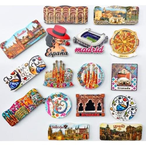 Spain Madrid etc.Fridge Magnets Tourist Souvenir Decoration Articles Handicraft Magnetic Refrigerator Stickers Collection Gifts