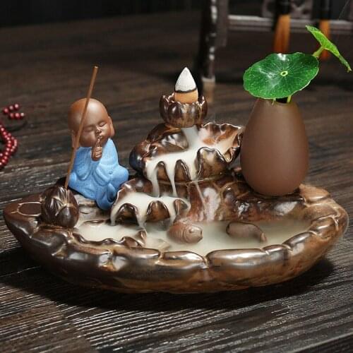 Ceramic backflow censer lotus pond moonlight aroma stove Archaize mountain stream there are furnishing articles