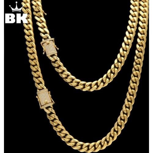 12mm/14mm Stainless Steel CZ Miami Cuban Chain Luxury Hip Hop Men Curb Link Necklace Micro Pave Cubic Zircon Clasp 24inch 30inch