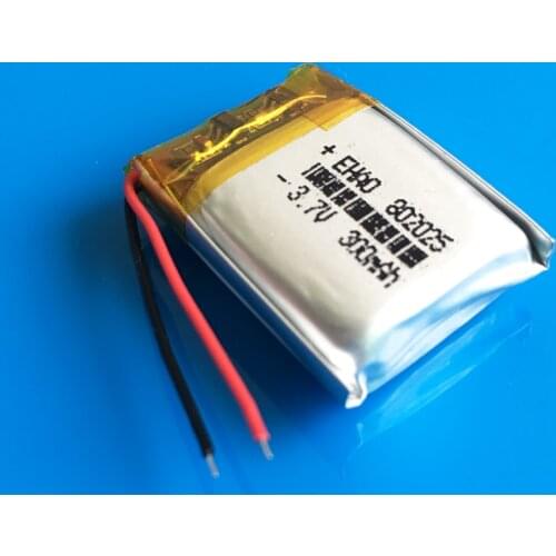 802025 3.7V 300mAh Polymer lithium Lipo battery rechargeable cells Power customized wholesale CE FCC ROHS MSDS for camera MP3