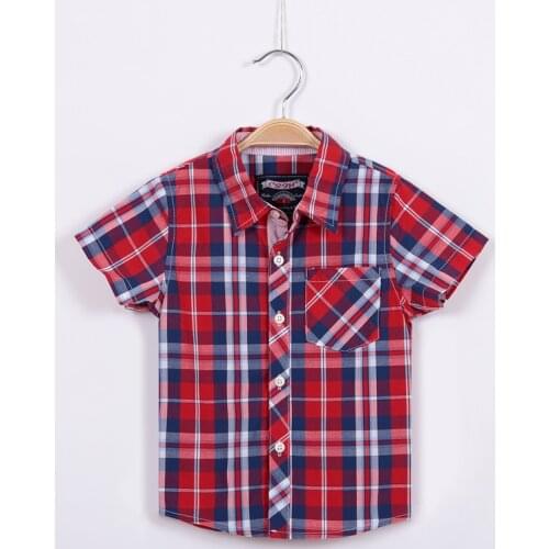 Fashion Free shipping boy plaid shirt cotton 100% 15T01I