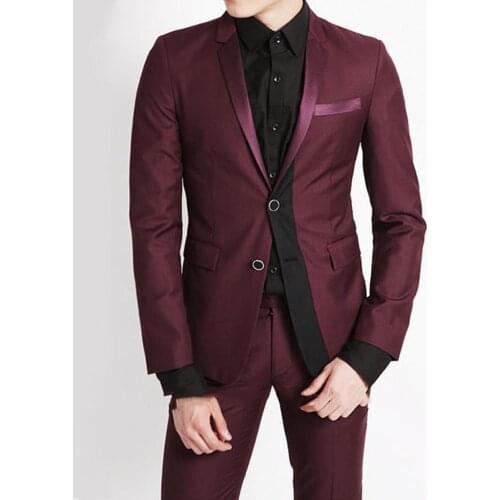 Suit Men Male 2 Piece Suits Men Business Casual Blazer Wedding Prom Dinner Suits Groomsman Tuxedo(Jacket+Pants+Tie)