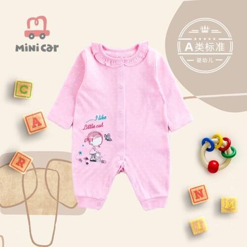 Girls' climbing clothes spring and autumn long sleeve outdoor clothes 0-1 year old childrens open file one-piece Romper