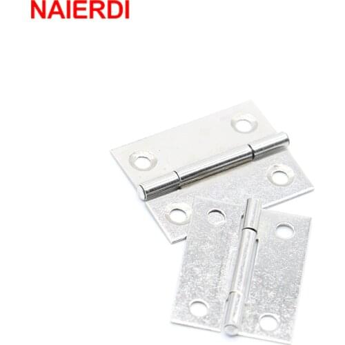 NAIERDI 20pcs Cabinet Hinges 1.5Inch Stainless Steel Mini Drawer Jewelry Box Hinge Silver Door Hinge For Decoration Hardware