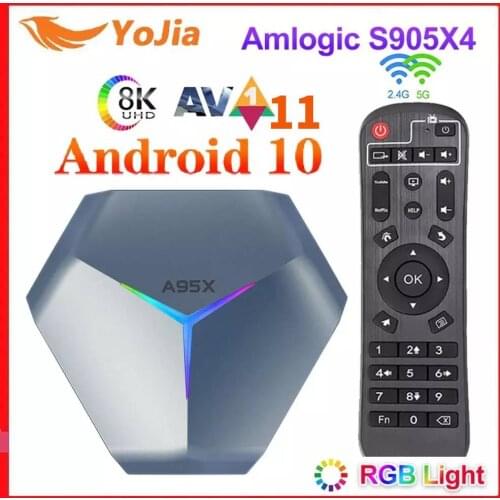 A95X F4 Amlogic S905X4 RGB Light Smart TV Box Android 10 Max 4G 128GB Dual Wifi Youtube 8K Media Player Android 10.0 Set Top Box