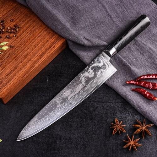 Professional Chef Knife High Carbon vg10 Damascus Steel Japanese 9" Kitchen Knife Slicing Cleaver Chefs Butcher Knives Cook Tool