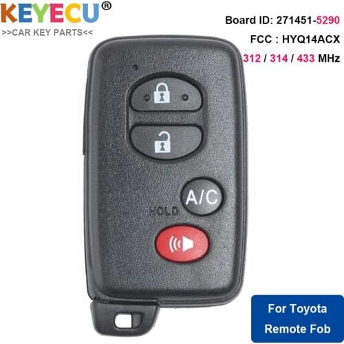 KEYECU for Toyota Prius 2010 2011 2012 2013 2014 2015 Smart Keyless Remote Key Fob 271451-5290 GNE HYQ14ACX,Fob 4 Button