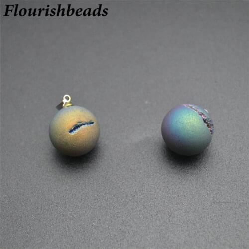 Rainbow Druzy Geode Agate Colorful Gemstones Round Ball Shape Star Pendants Smiling Face Line Stone Jewelry Makings