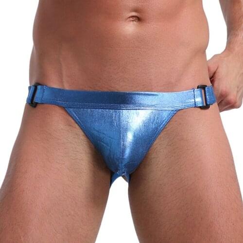 Jocks Men Underwear Jockstrap Mens Thongs G Strings Snake Skin PU Leather Sexy Men Erotic Penis Mens Thongs String Homme