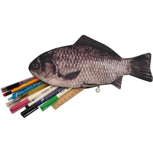 Carp Pen Bag Realistic Fish Shape Make-up Pouch Pen Pencil Case With Zipper Makeup Pouch Casual Gift Toiletry Wash Funny Bag