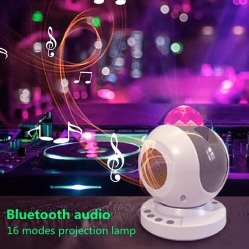 LED Bluetooth Audio Projector Car Atmosphere Night Light Remote Control 16 Scene Modes Projection Lamp USB Power Supply 5V