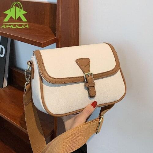 Fashion Wide Shoulder Strap Ladies Handbag Retro Square Underarm Bag New High Quality Pu Leather Female Shoulder Messenger Bags