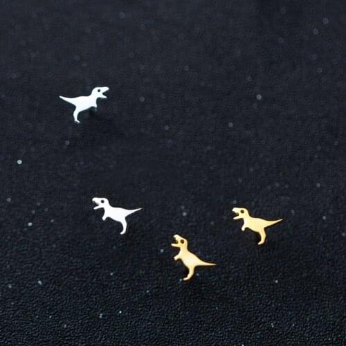 MloveAcc 100% 925 Real Sterling Silver Cute Tiny Dinosaur Stud Earrings Gift for Women Girl Fine Silver Jewelry