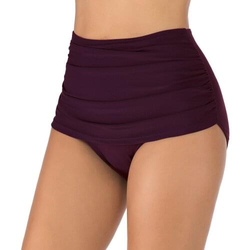 High Waist Swimming Trunks Womens Sexy Butt-Lift Underwear Pleated Swimming Trunks Womens Briefs