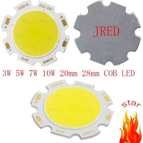 10pcs/lot Round COB 20mm 28mm PCB Super Bright 3W 5W 7W 10W Cob Led Chip Warm White/ White Led Cob Chip 20MM-PCB Freeshipping