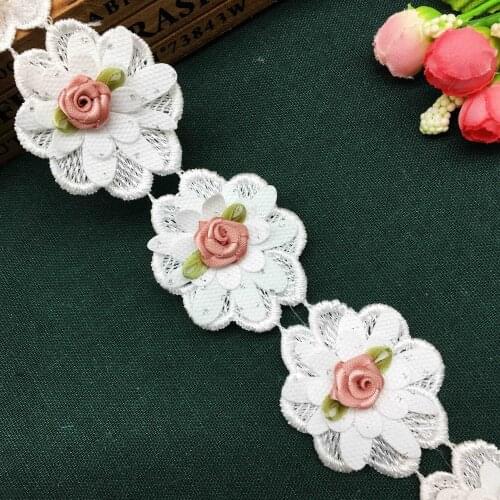 10X Vintage Rose Flower Floral Lace Ribbon Trim Fabric Embroidered Applique Trimmings Sewing Craft Wedding Dress Clothes