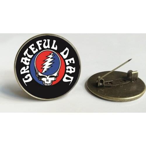 2 color Grateful Dead band brooch music lovers jewelry convex dome glass brooch jewelry music festival gift