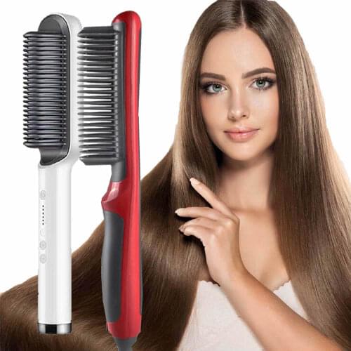 Electric Hair Straightener And Dryer 2 In 1 Hot Air Brush Multifunctional Hair Dry Blow Straightening Curling Comb Styling Tool