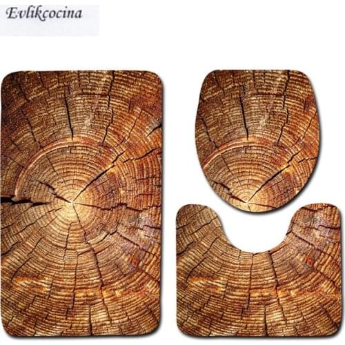 Free Shipping 3pcs Retro Banyo Wood Grain Bathroom Carpet Toilet U Type Bath Mat Set Non Slip Tapis Salle De Bain Alfombra Bano