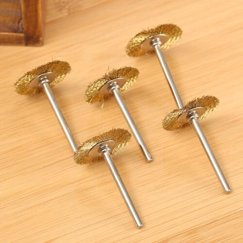 5x Shank Copper Wire Wheel Brushes 3.17mm Dremel Accessories Mini Drill Polishing Grinding For Grinder Rotary Tools 25mm