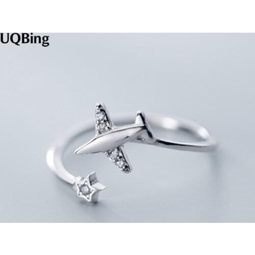 925 Sterling Silver CZ Zircon Airplane Star Shape Wedding Rings For Women Wholesale Gifts Jewelry