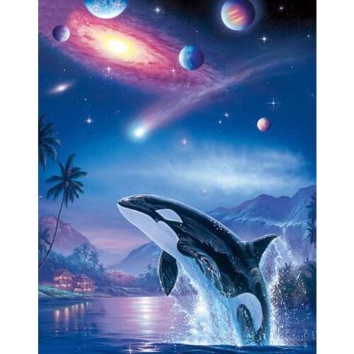 Landscape 5D DIY Diamond Painting Animal dolphin Diamond Embroidery Sale Full Square Picture Of Rhinestones Decor Painting TY556
