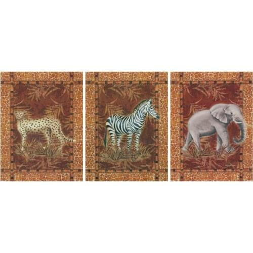Free shipping cartoon animal picture Zebra leopard elephant oil painting printed on canvas home wall art decoration pictures