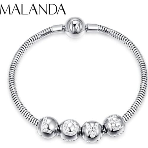 Crystals From Swarovski Custom Charm Bracelet Bangle With Letter A Z Beads and Symbol Bead Women Wedding Jewelry Gift