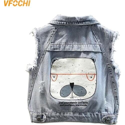 VFOCHI 2021 Boy Denim Jacket Girl Vest Children Clothing Spring Unisex Kids Clothes Outerwear Baby Boy Girl Denim Vest Jacket