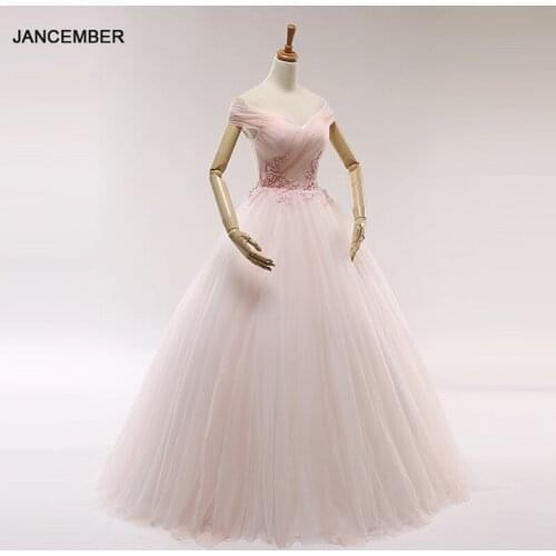 J66370 jancember A-line prom evening dresses 2019 off the shoulder appliques floor length evening dress women vestido de festa
