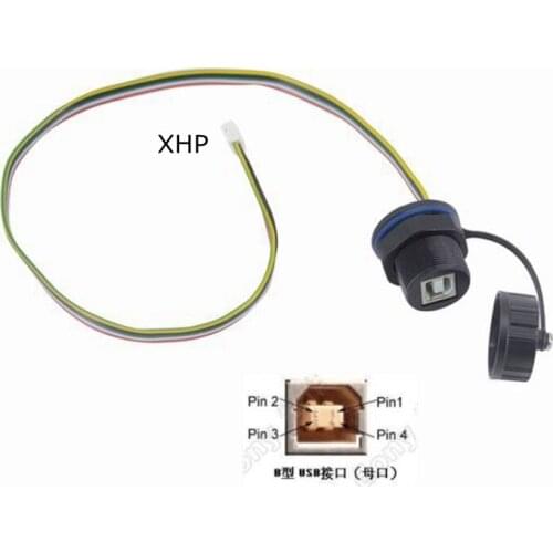 Waterproof M20 USB 2.0 XHP Extension Cable IP68 Connector Extender USB type B Female Print Scan Socket Plug Adapter With Cap