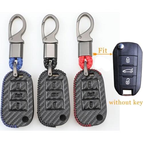 Kutery 3 Butttons Leather Remote Key Case Fob For Peugeot 3008 208 308 508 408 2008 Citroen Protector
