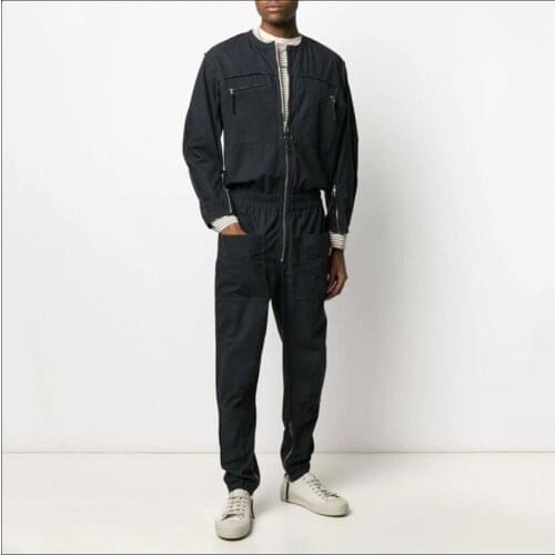 Custom Made Men Overalls Fashions Trousers New European and American Loose Jumpsuit Personality Zipper Decoration Pants