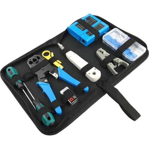 Computer Network Repair Tool Kit LAN Cable Tester Wire Cutter Screwdriver Pliers Crimping Maintenance Tool Set Bag Maintenance